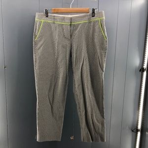 J. Crew seersucker neon trim slacks size 10